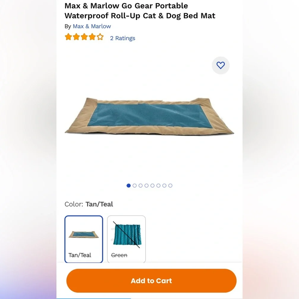 Max & Marlow Go Gear Portable Waterproof Roll-Up Cat & Dog Bed (Medium)